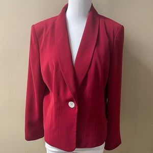 Sz 16 Red Dress Barn Blazer w/ Back Strap & Shell Texture Button